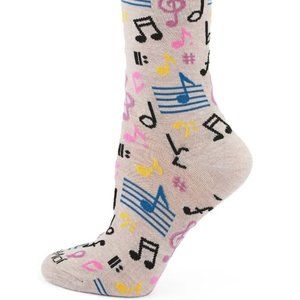 Musical Notes Bamboo Crew Sock